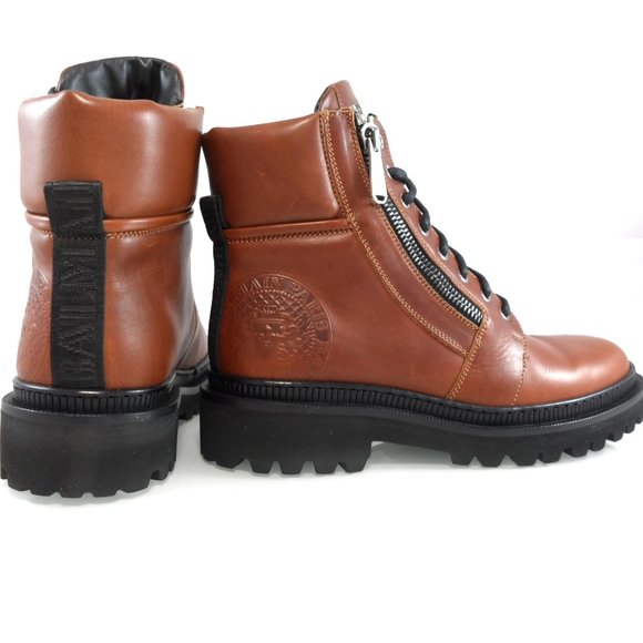 NIB$1450 BALMAIN RANGER EMBOSSED LOGO LEATHER COMBAT DUAL ZIPPERS BOOTS 43 10 - Picture 11 of 16